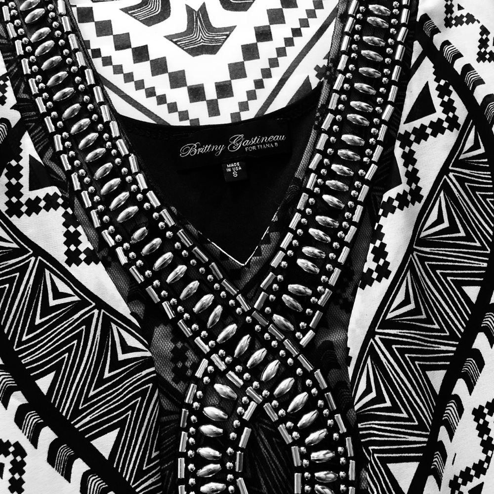 Black and white sheer print maxi dress.